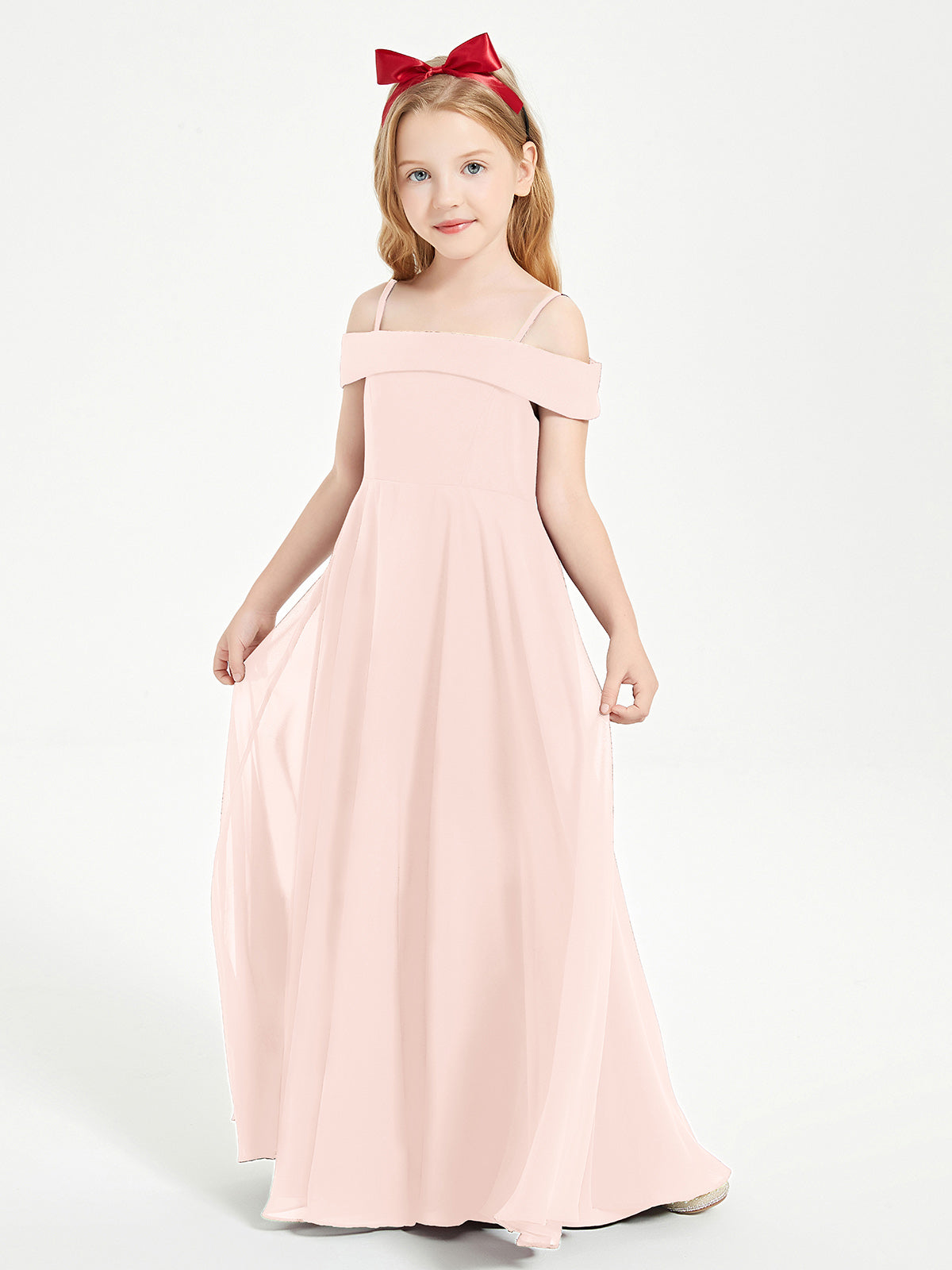 Off-the-Shoulder Dresses for Stylish Junior Bridesmaids Pearl Pink